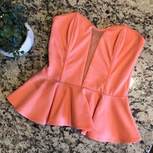 Coral Peplum crop top